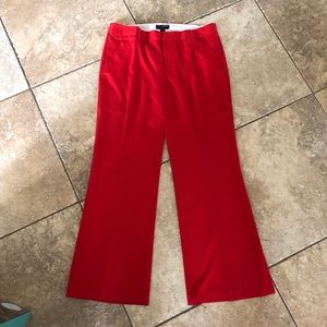 Red wide leg slacks